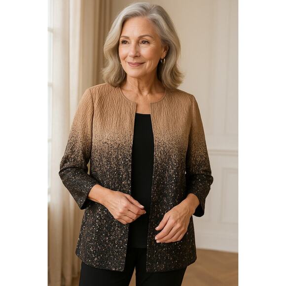 chicos Jackets & Blazers - New with Tags Chico's Travelers (Size 1/8-10) Sequin Sparkle Open Jacket